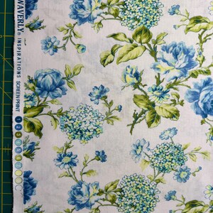Blue Green Floral Fabric, Waverly Inspirations, 100% Cotton quilting sewing, by the Half Yard Bild 5