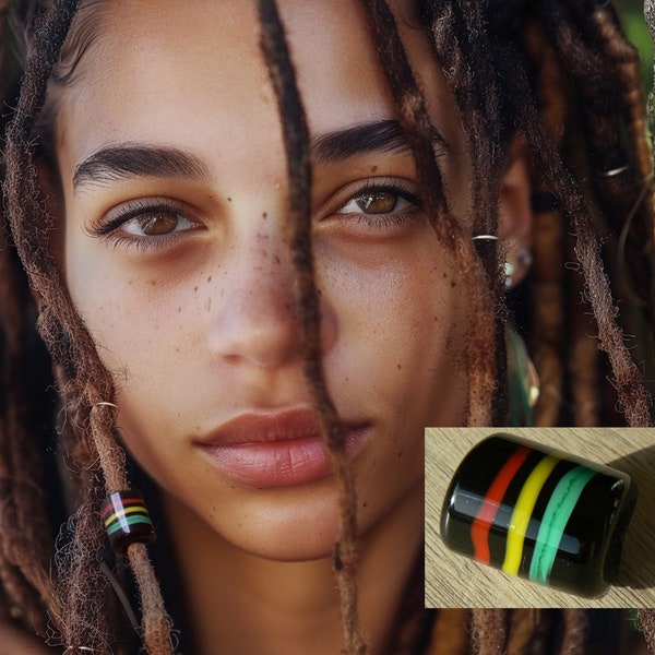 DREADLOCKS beads - RASTA 3 lignes - glass bead dreadlock locs dreadlocks beaddreadlocs - locs - dreadloc - loc