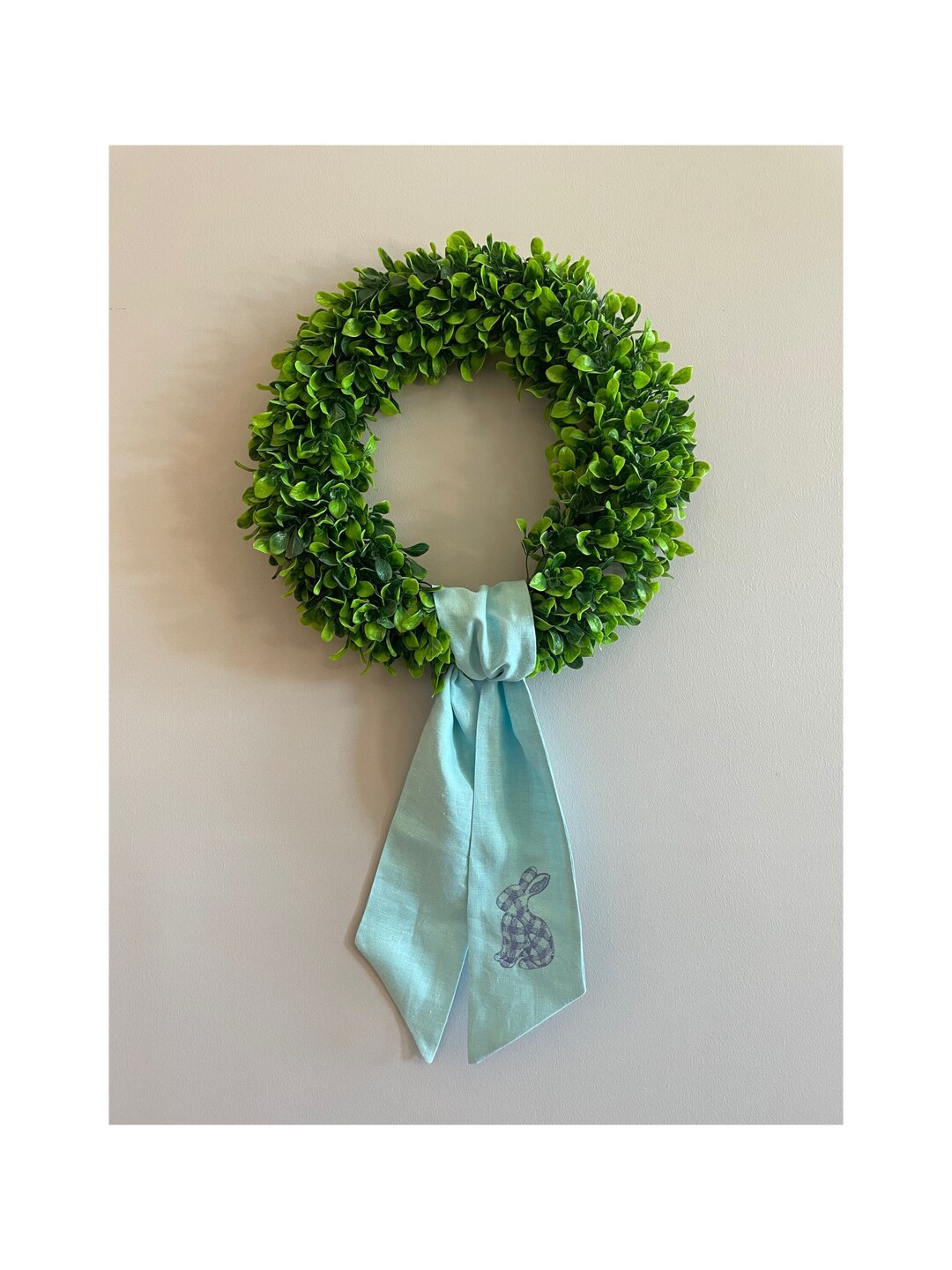 Easter Wreath Sash / Aqua Wreath Sash / Blue Bunny Wreath Sash / Bunny