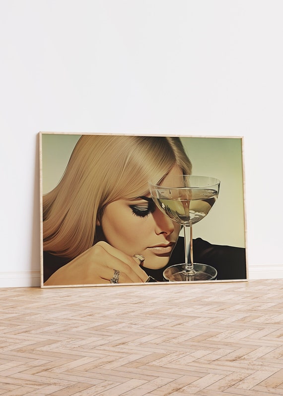 Mid century modern Martini Poster, Retro Vintage Print, LuxuryAlcohol Wall Art, Digital download, Mod style Vintage Bar Wall Art Decor