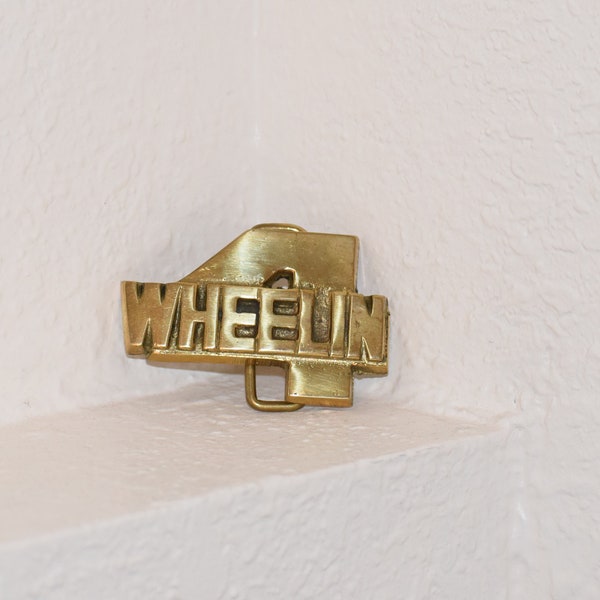 Solid Brass '4 Wheelin' Belt Buckle - Made in Korea