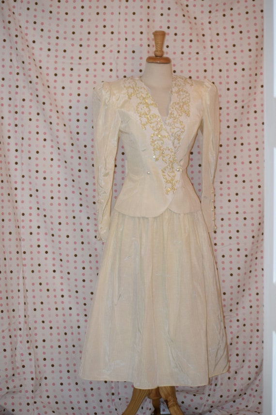 Creamy Jessica McClintock Two Piece Edwardian / O… - image 1