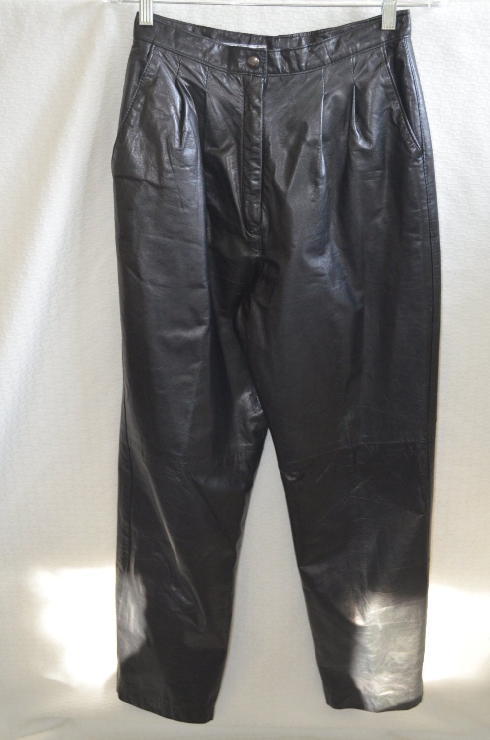 Vintage 80's High Waist Black Soft Leather Pants by - Etsy