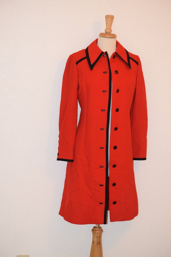 Bright Red and Black Trimmed Mid Calf Fitted Milit