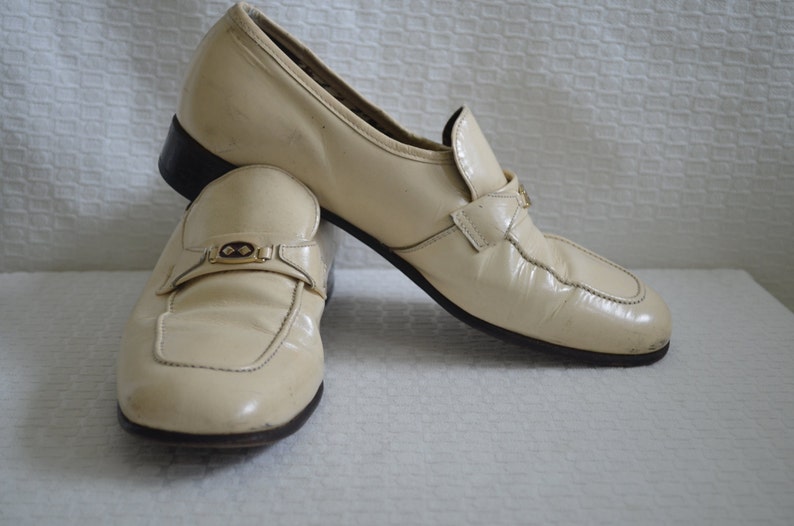 Cream Patent Leather Slip On Loafers Rat Pack Shoes Mid Century Men/'s Loafers Cosplay Shoes Men/'s 8 12