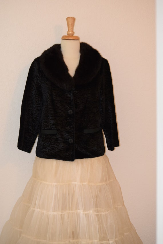 Stunning Winter Black Crushed Velvet with Mink Col