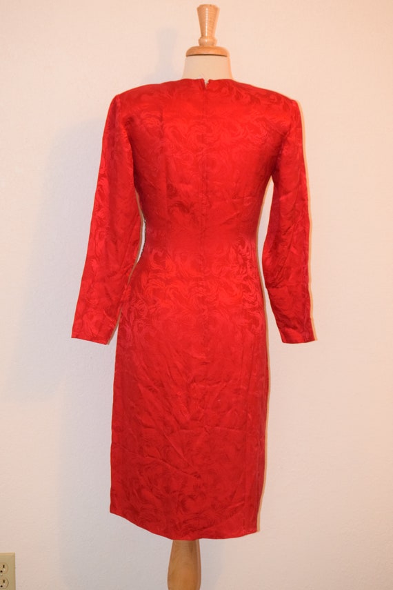 Stunning 'Argenti' Red on Red Patterned Silk 1980… - image 3