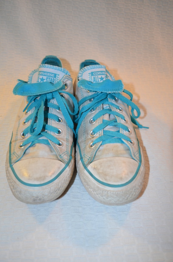 White and Turquoise Converse Low Top 'All Star' T… - image 2