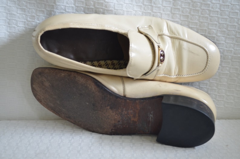 Cream Patent Leather Slip On Loafers Rat Pack Shoes Mid Century Men/'s Loafers Cosplay Shoes Men/'s 8 12