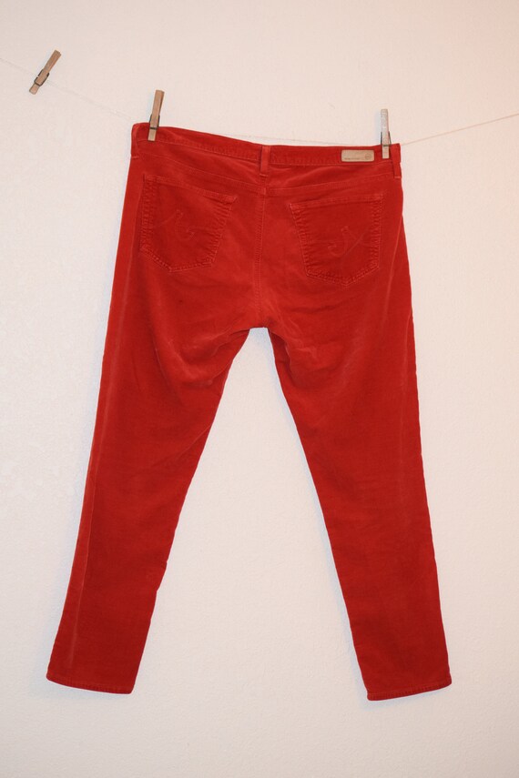 Bright Red Soft Small Wale Corduroy 'Adriano Gold… - image 3