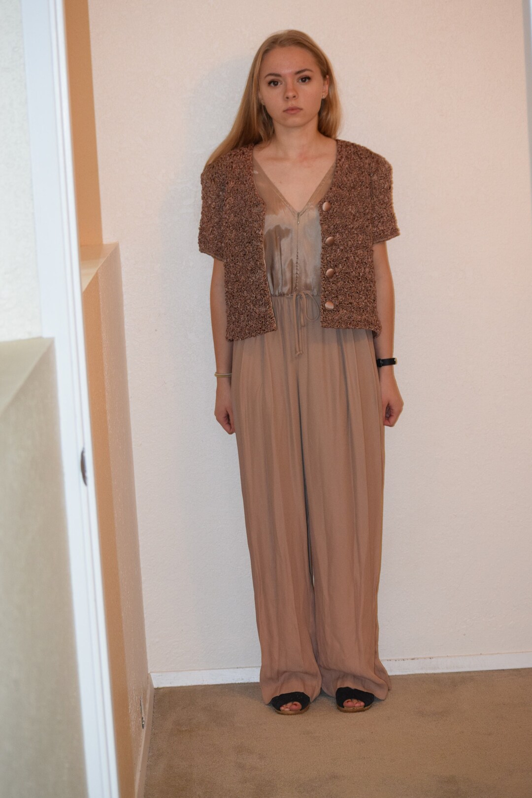 Stunning Jeffrey & Dara Evenings One Piece Bronze Palazzo Pants ...