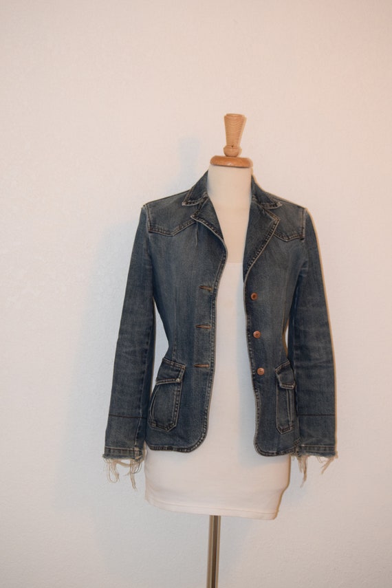 Fun Distressed and Faded Denim 'GAP' Fitted Blazer