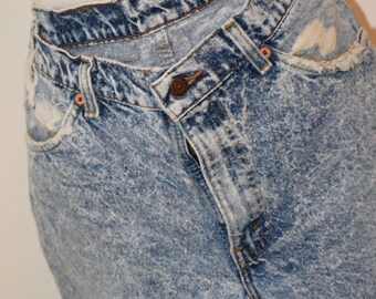 High Waist Acid Washed Distressed Orange Tag 506 Levi Denim Jeans / Festival Wear / Summer Pants  - 34 X 32