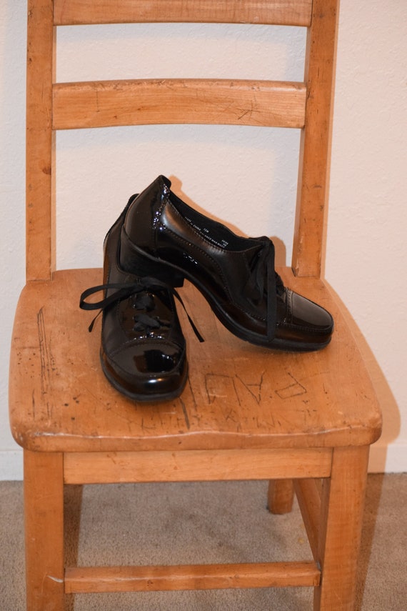 Black Clarks Patent Leather Oxford Shoes / Brogues