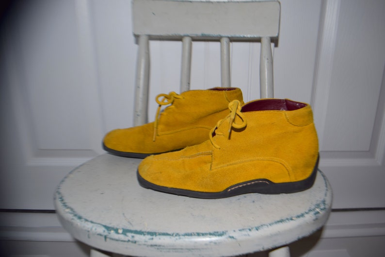 Mustard Yellow Suede /'Aerosoles/' Suede Lace Up Ankle Boots Women/'s 7 Euro 5
