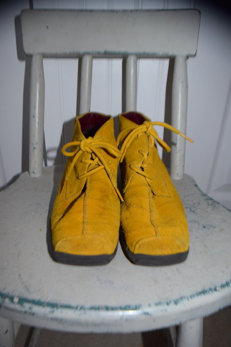 Mustard Yellow Suede /'Aerosoles/' Suede Lace Up Ankle Boots Women/'s 7 Euro 5