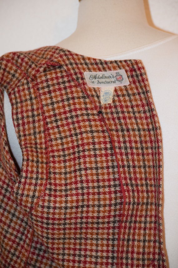 Gold, Cream and Tan Plaid 1950's  'Adelaar's' / A… - image 5
