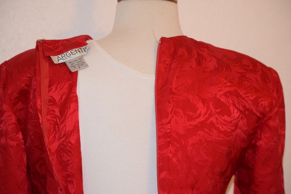 Stunning 'Argenti' Red on Red Patterned Silk 1980… - image 4
