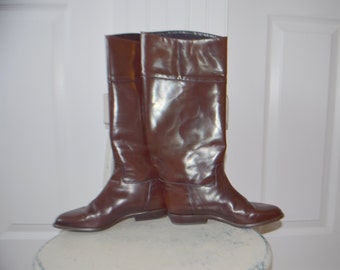 Mahogany / Oxblood / Maroon Leather 'Nordstrom' Riding Boots / Boho Boots / Knee High Dress Boots- Women's 6