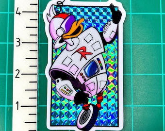Gizmoduck Darkwing Duck Retro 90&#39;s Prismatic Sticker