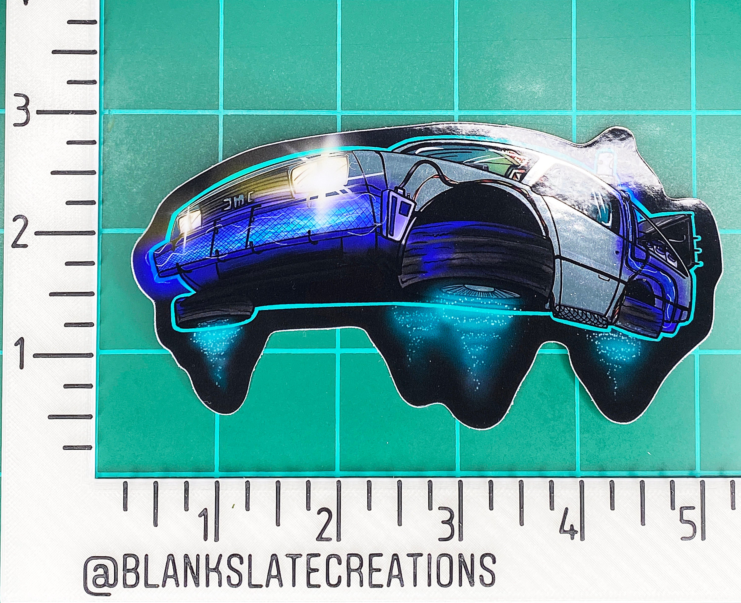 DMC Delorean Flying Back to the Future Chrome Sticker