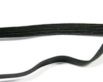 1/4" Elastic - Black 6mm Braided Elastic By The Spool - 120 Yards / 110 Meters - Ships FAST from USA