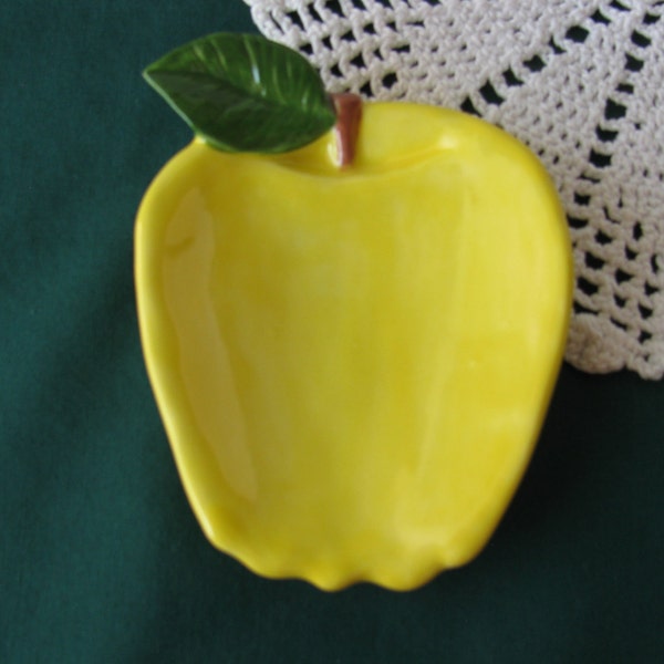 Yellow Apple Teabag Holder, Spoon Rest or Trinket Dish