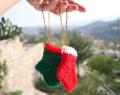 Set of 2 Crochet Mini Christmas Stocking Decoration