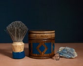 Shaving Kit : Geometric Handpainted Dark Teal Design, "The Victor"