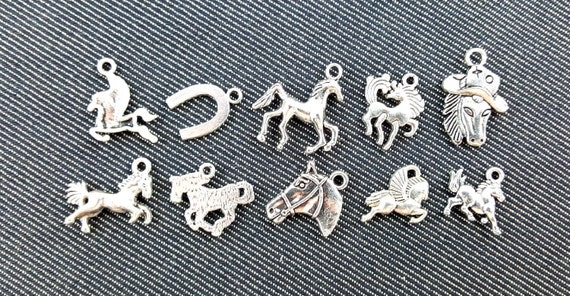 10pcs Tibetan Silver Animals Horse Charms Pendants Jewelry Making DIY Handmade Crafts