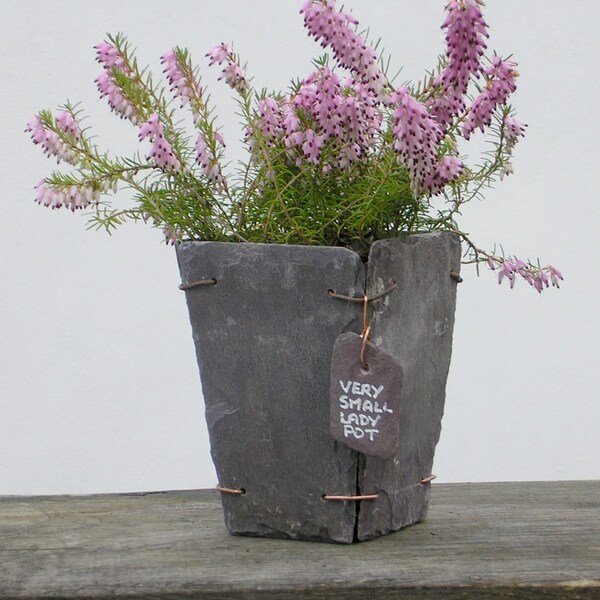 Slate plant pot made from reclaimed Welsh slate - Very Small Lady Pot