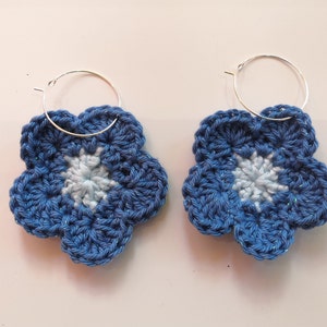 Boucles doreilles fleurs en crochet hippie bohème flower power seventies image 1