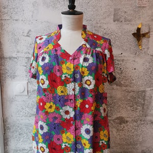blouse shirt tunic women's blouse short sleeves multicolor print image 1