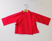 BALANCES: Kimono pattern red baby peas white
