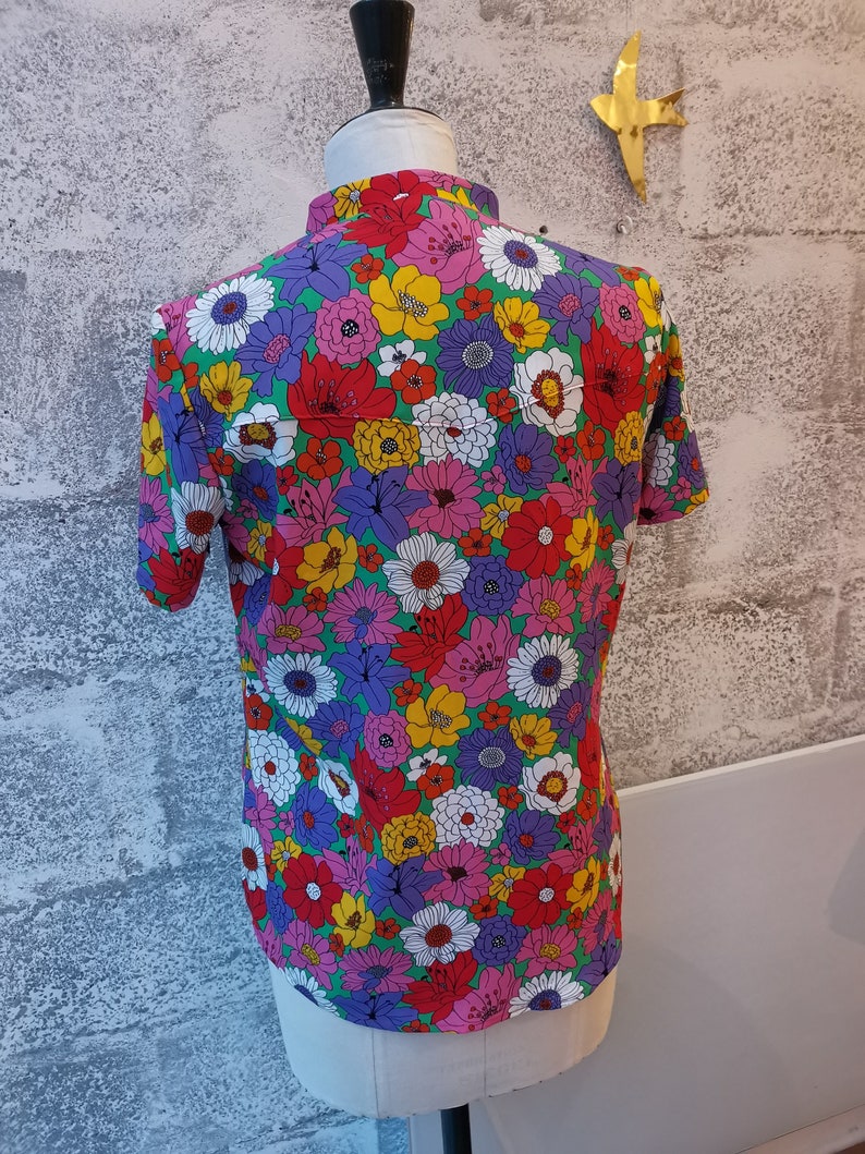 blouse shirt tunic women's blouse short sleeves multicolor print image 6