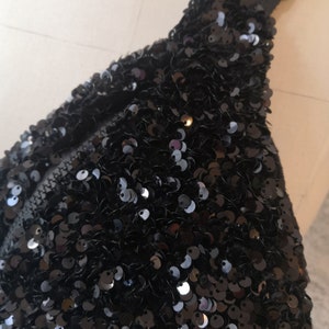 Black glitter sequin banana sequin shoulder bag large velvet and sequin banana lepandavolant image 2