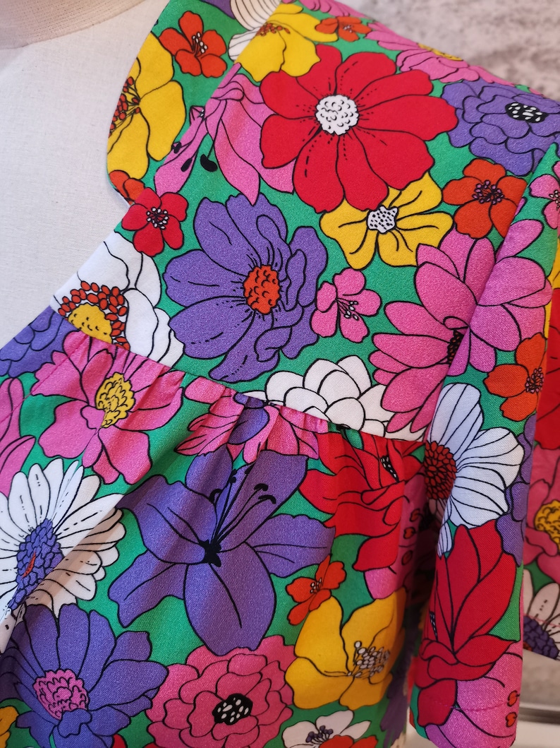 blouse shirt tunic women's blouse short sleeves multicolor print image 5