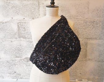 Giant XXL sequin banana - large XL shoulder bag - large velvet and sequin banana - lepandavolant