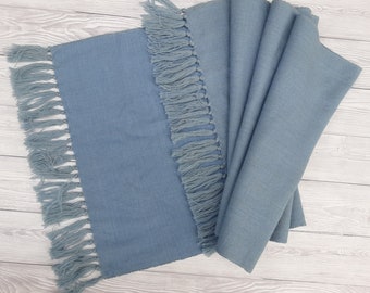 Hand Woven Pure Wool 2/1 diamond twill Wide Scarf/Narrow Wrap