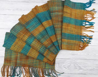 Hand Woven Pure Wool Scarf,Sun Sea Sand