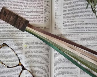 WOODLAND Bible bookmark ribbons/ multiple page book marker/ hymnal, journal, planner/ devotional, Bible study accessories/ tassel