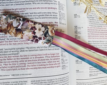 VICTORIAN Bible bookmark ribbons/ multi page book mark/ hymnal, journal, devotional, Bible study/ Bible accessories/ Christian gift/ tassel