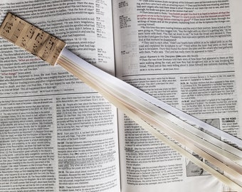 Antique Bible Bookmark with 6 Ribbons: Hymnal, Journal, Planner