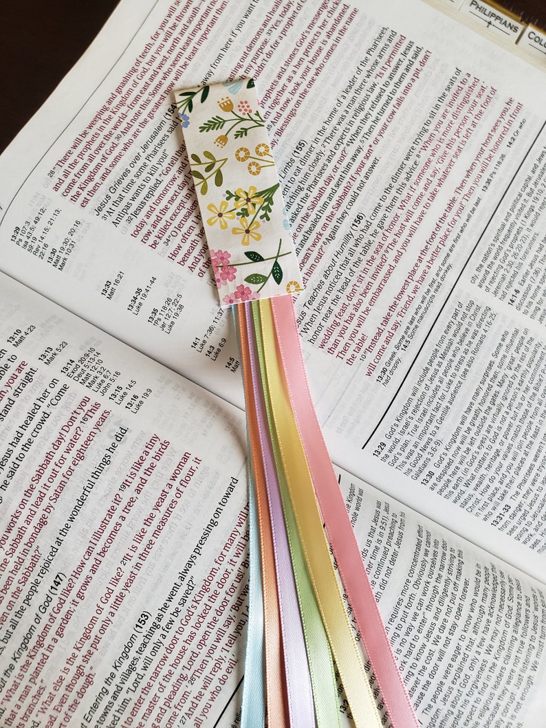 WILDFLOWER Bible Bookmark Ribbons/ Multi Ribbon Book Mark/bible ...