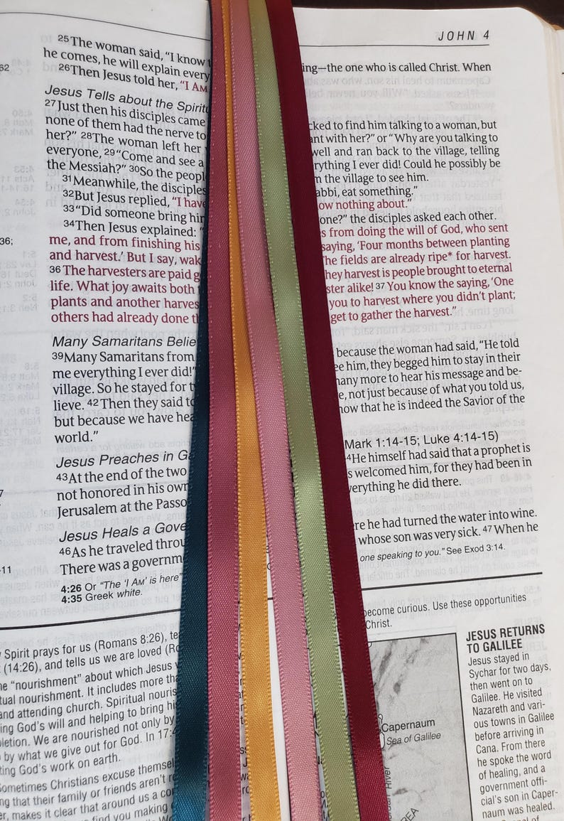 Scripture Verse Ribbon VICTORIAN Bible Bookmark Ribbons/ Multi Page Book Mark/ Hymnal, Journal ...