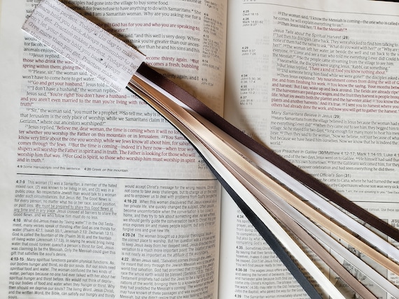 7 NEUTRAL bookmark ribbons/ ribbon book mark/ Bible study, hymnal, devotional, journal/ Bible accessories/ Christian gift/book marker tassel