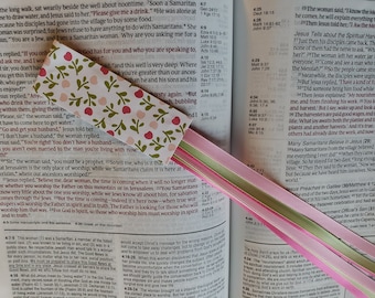 ROSE GARDEN Bible bookmark ribbons/multi page book mark/ hymnals, journaling, devotionals/ Bible accessories/ Christian gift/ Bible study