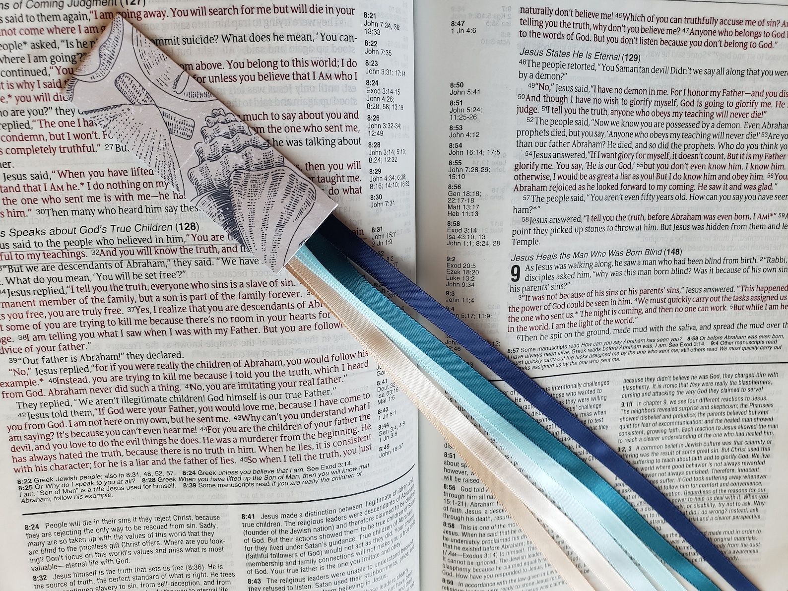 Bible Script Ribbon COASTAL CALM Bible Bookmark Ribbons/ Multi Page Book Mark/ Bible ...