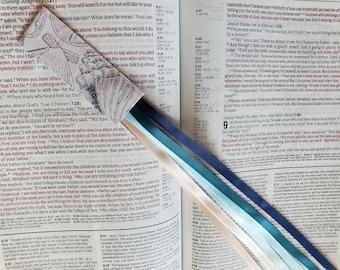 COASTAL CALM Bible bookmark ribbons/ multi page book mark/ Bible accessories/ hymnal, journal, devotional, study/ Christian gift/ tassel