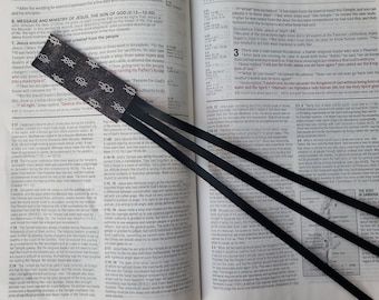 BLACK 3 ribbon Bible Bookmark: Multi Ribbon Page Marker